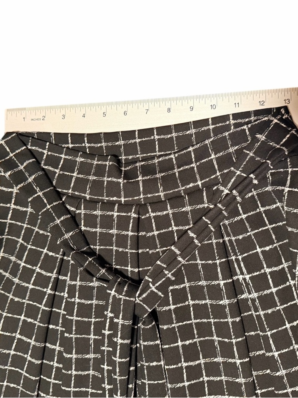 See You Monday Black Windowpane A-Line Tie-Waist Midi Skirt Size Medium - Picture 4 of 7
